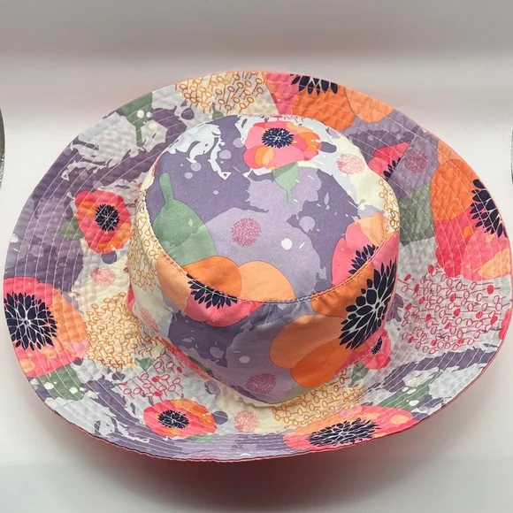 Floral Sun Hat - Purple & Coral - Picture 3 of 9